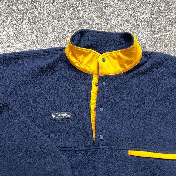 Columbia Steens Mountain Fleece Jacket Mens 3XL Blue 1/4 Snap Button Zip Pocket - Picture 3 of 13